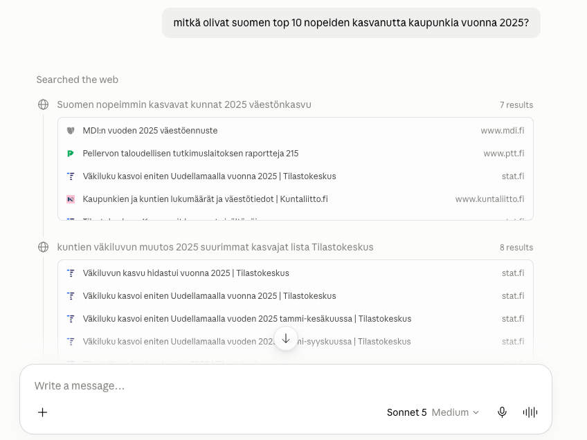 Lähdeviittaukset Claude Desktop appissa